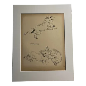 1930 Dog Drawing Matted Print