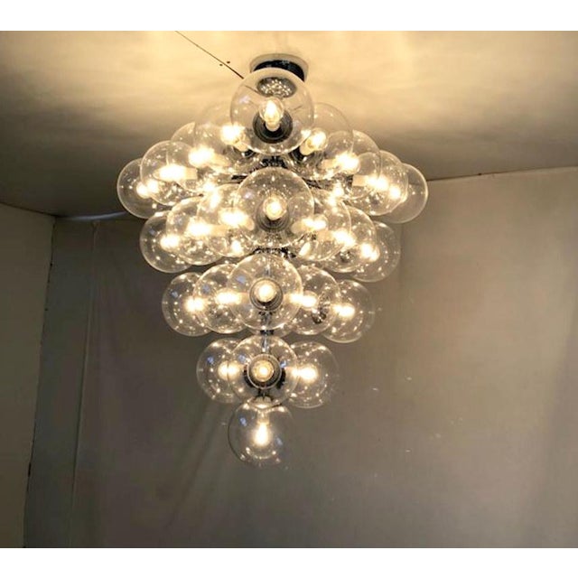 Glass 21st Century Italian Grappolo Polished Chrome Clear Murano Glass Chandelier by Fabio LTD For Sale - Image 7 of 7