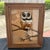 Fantastic original signed, mid-century owl painting. The painting has done on the glass. A complementary burlap is mounted...