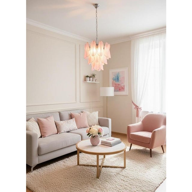 Pink Italian Murano Chandelier, 1990s For Sale - Image 8 of 10