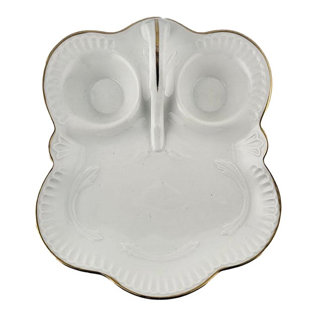 Mid-Century Modern Gerold Porzellan Bavaria Owl Relish Tray With Gold Trim For Sale