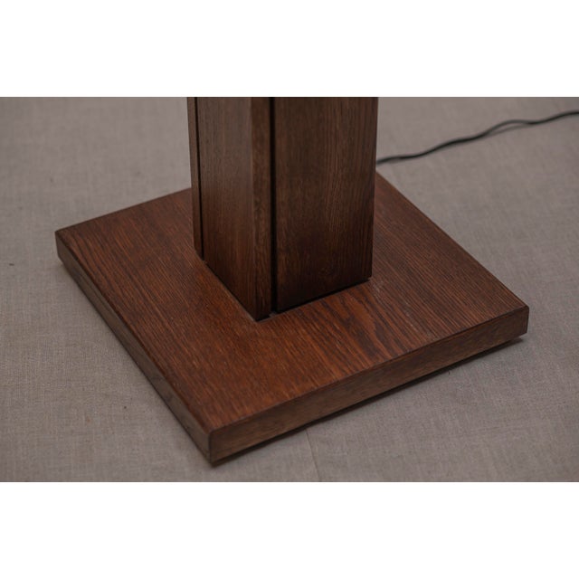Brown Dutch Oak and Chrome Floor Lamp, 1960s For Sale - Image 8 of 14