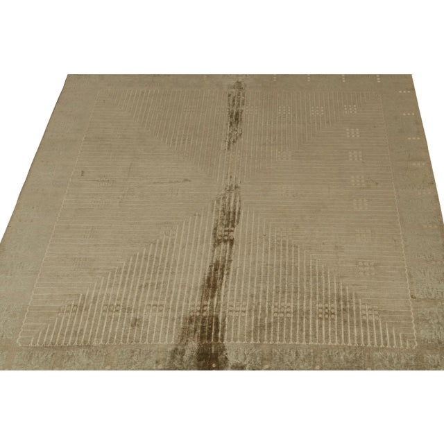 Art Deco Rug & Kilim’s Austrian Style Art Deco Rug in Brown With Beige Geometric Pattern For Sale - Image 3 of 8