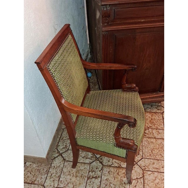 Empire Armchair with Dolphins in Mahogany, 1800s For Sale - Image 4 of 7
