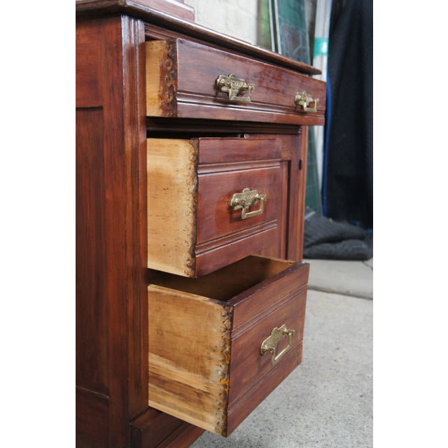 Antique Victorian Eastlake Washstand Cabinet Dry Sink Commode With Towel Bar For Sale - Image 4 of 12