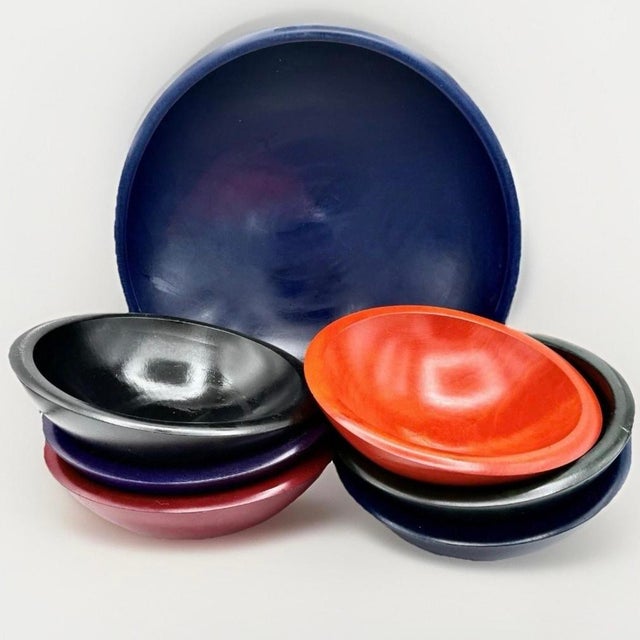 Mid-Century Modern Vintage Bowl Mill Granville Vermont Hand-Turned Wooden Salad Bowl Set - 7 Pieces For Sale - Image 3 of 9