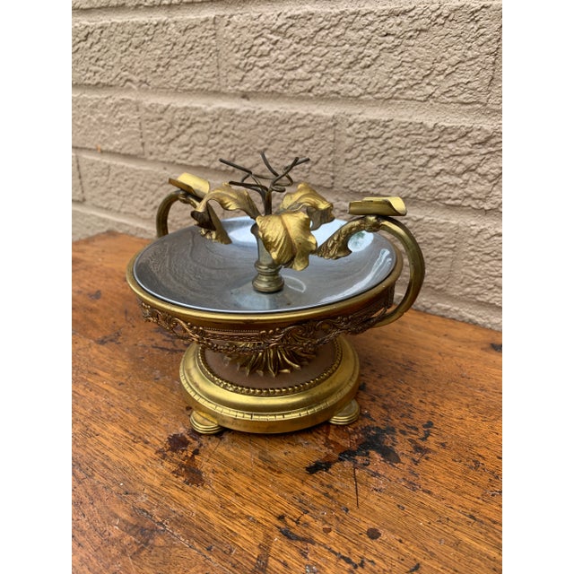 Art Deco 1940s Hollywood Regency Brass and Chrome Floral Ashtray For Sale - Image 3 of 12