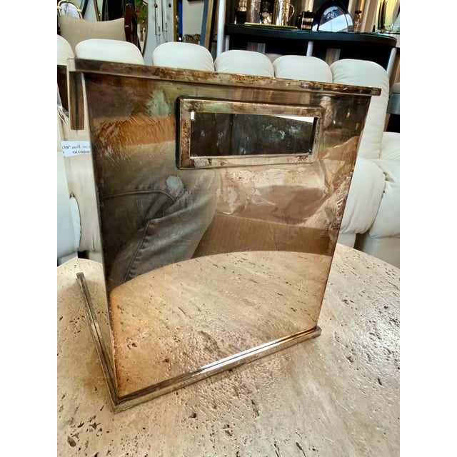 Mid-Century Modern Mid-Century Modern Polished Metal Basket For Sale - Image 3 of 9
