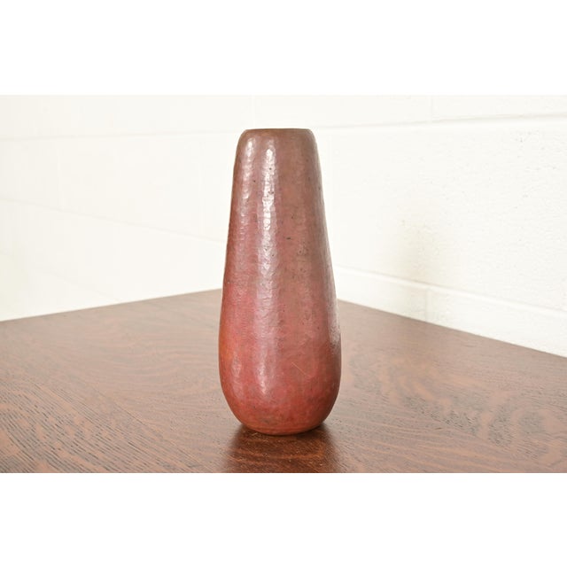 Art Deco Ramon Ramirez Arts & Crafts Hammered Copper Vase For Sale - Image 3 of 11