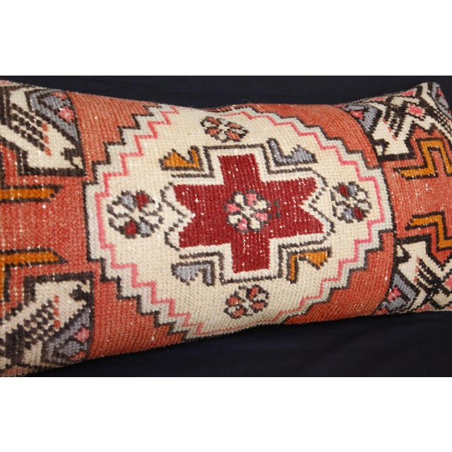 Decorative Turkish Oushak Rug Pillow – Vintage Lumbar Textile Cushion -19'' X 31'' For Sale - Image 12 of 13