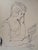 Max Papart, Woman Reading a Book, 1956, Ink Drawing For Sale - Image 3 of 6