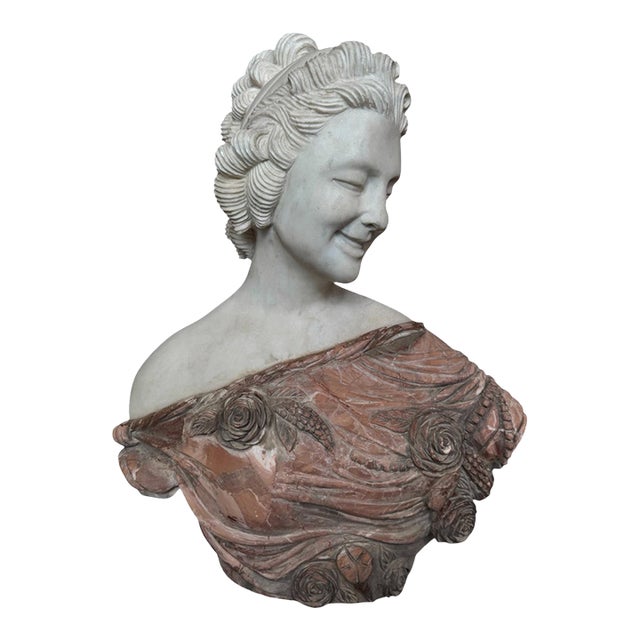 A Female Portrait in a Marble Bust For Sale