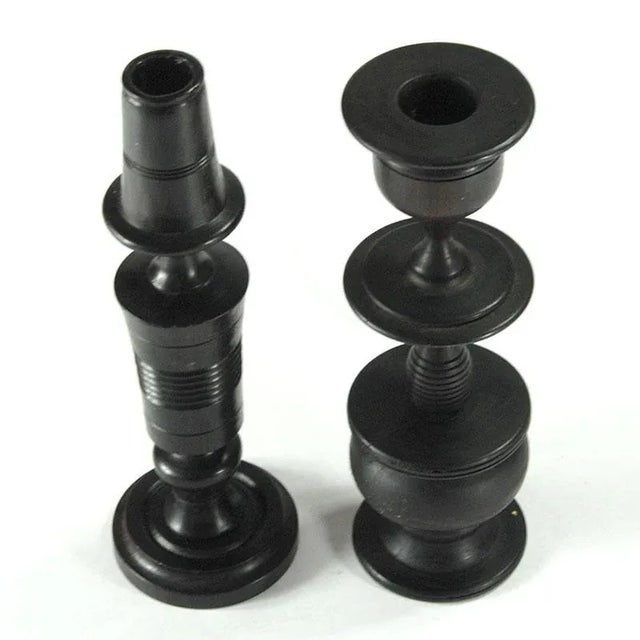 Mid-Century Ebony Rosewood Candleholders, Set of 2 For Sale - Image 9 of 10