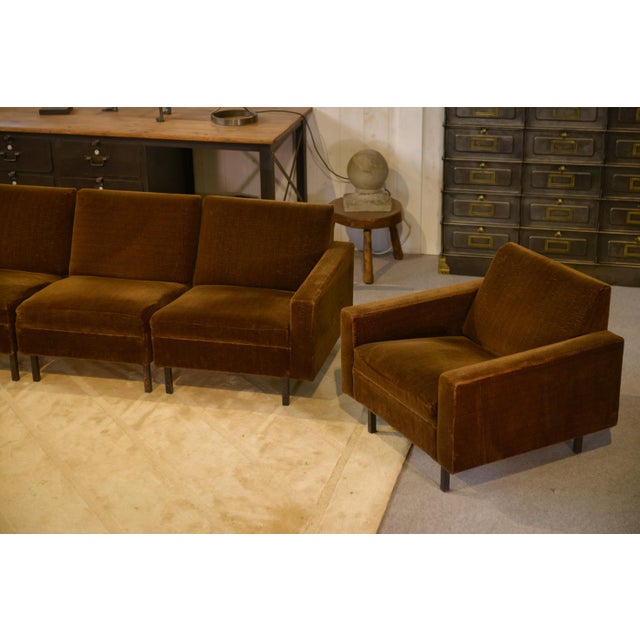 Brown Velvet Sofa and Chairs, 1960s, Set of 3 For Sale - Image 11 of 17