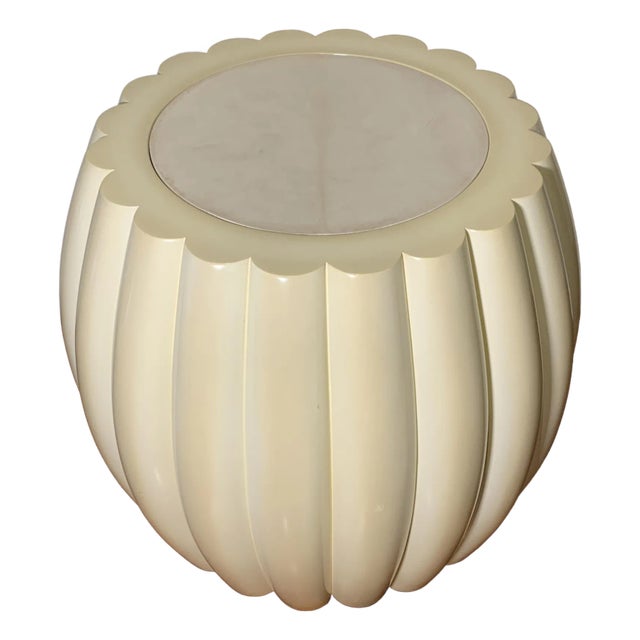 Therien Melon Taboret Table With Parchment Top For Sale