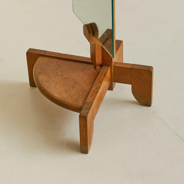 French Oak Floor Mirror by Guillerme et Chambron, 1940s For Sale - Image 11 of 18