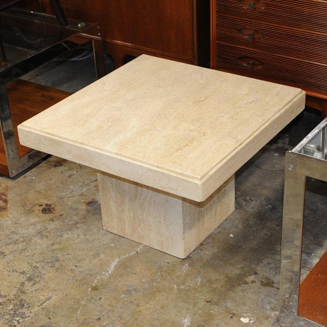 Travertine Side Table from Stone International, 1970s For Sale - Image 3 of 9