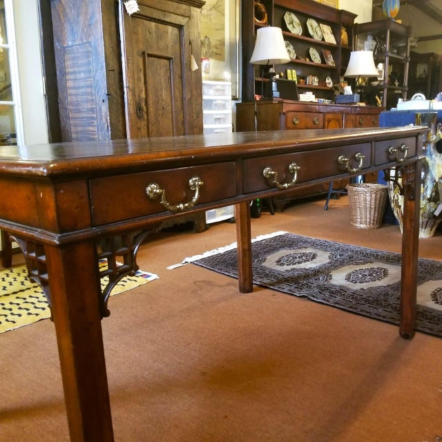 Mahogany Writing Desk With Leather Insert Top | Chairish