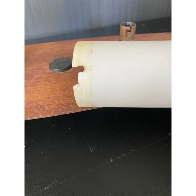 1970s Vintage Scandinavian Surf Teak and Frosted Glass Ceiling Lamp in the style of Goffredo Reggiani, 1970s For Sale - Image 5 of 17