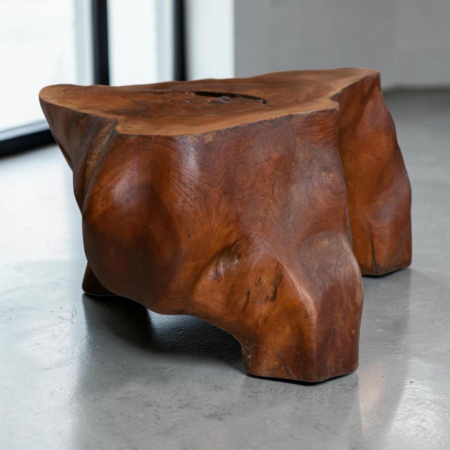 Wood Sculptural Organic Modern Solid Wood Side Table For Sale - Image 7 of 9