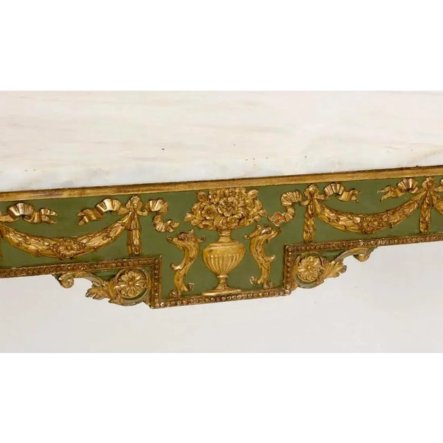 18th Century 18th Century Italian Neoclassical Green Console Table W/Marble Top For Sale - Image 5 of 6