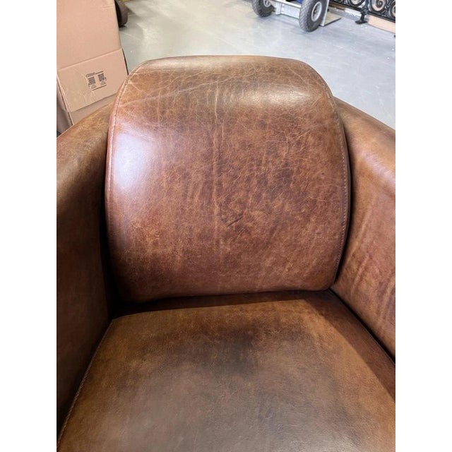 Cigar Brown Leather Aviator Club Armchair For Sale - Image 16 of 18