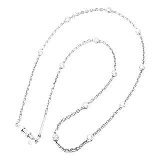 1990s Cartier Diamond 12 Station White Gold Chain Necklace For Sale