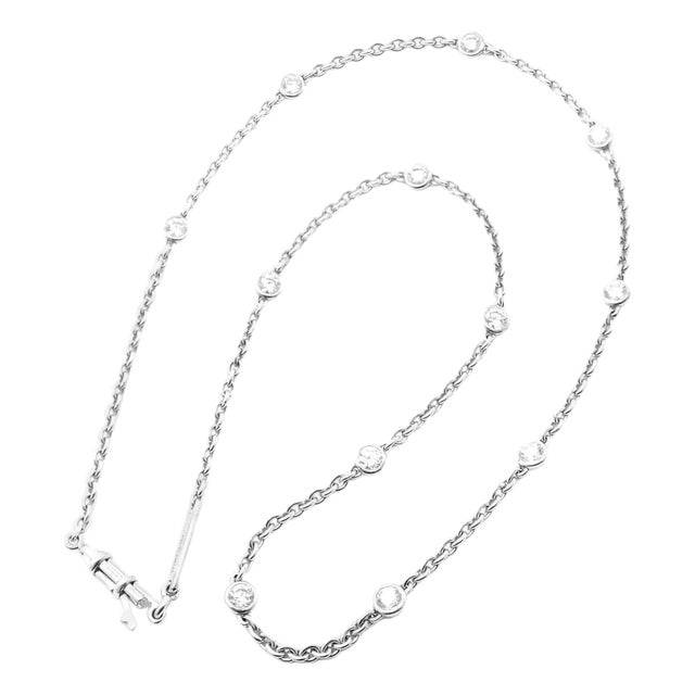 1990s Cartier Diamond 12 Station White Gold Chain Necklace For Sale