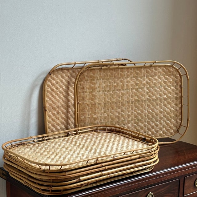 1960s Bamboo Tiki Trays — Set of 8 For Sale - Image 10 of 10