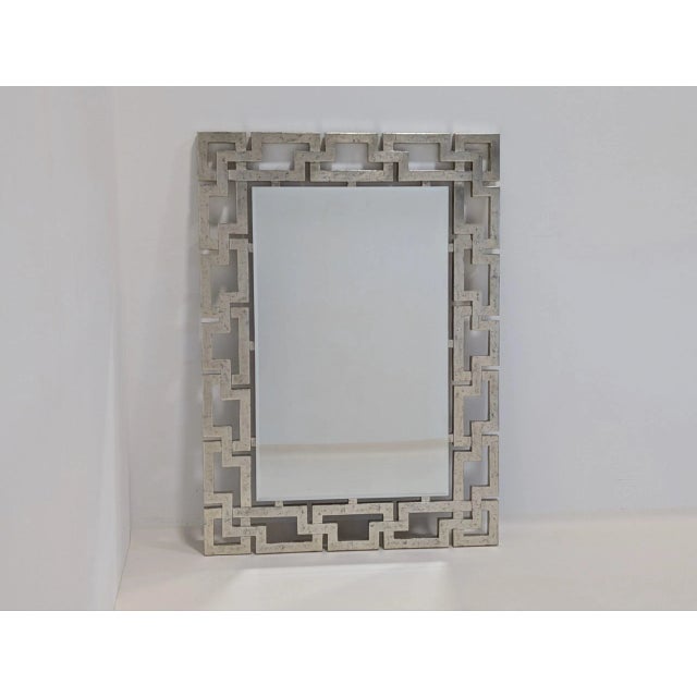 Dramatic stepped key motif hardwood frame, for a striking look in both vertical and horizontal hanging options. Condition-...