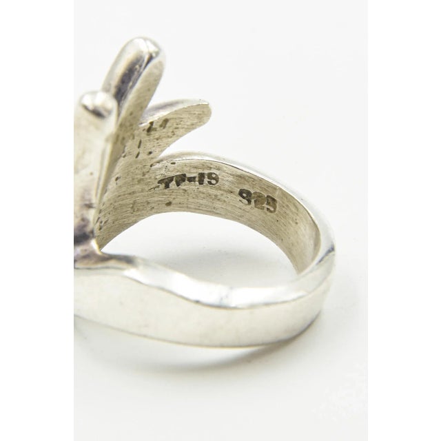 Mexican Sterling Silver Hand Ring size 9 For Sale - Image 9 of 9