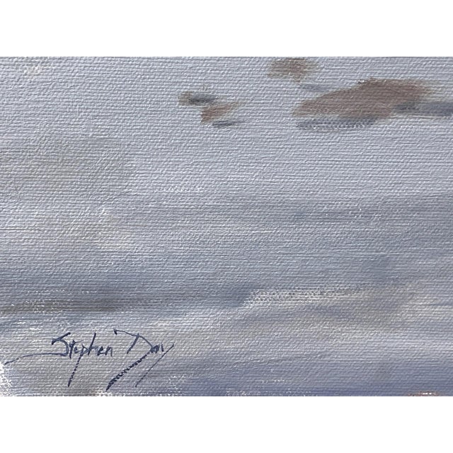Contemporary Light Warms the Cold by Stephen Day | Oil on Panel Winter landscape with trees and a river. For Sale - Image 3 of 3