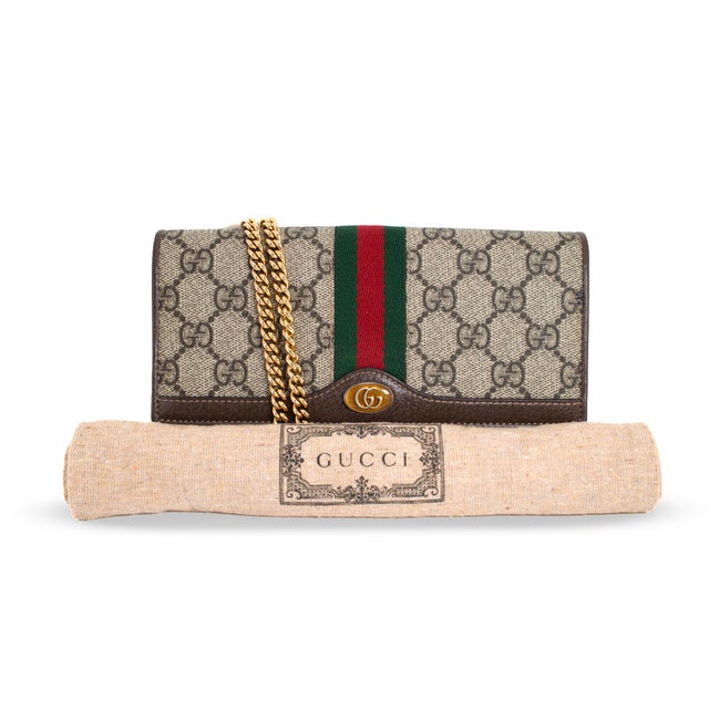 Gucci Ophidia Gg Supreme Web Brown Leather Woc Wallet For Sale - Image 10 of 11