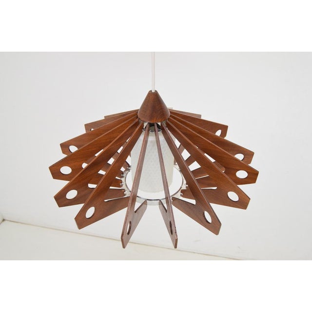1970s Mid-Century Wooden Pendant, Former Czechoslovakia, 1970s For Sale - Image 5 of 16