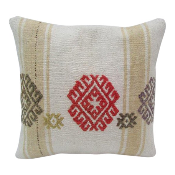 Handmade Embroidered Kilim Pillow For Sale