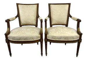 Louis XVI Style Arm Chairs a Pair