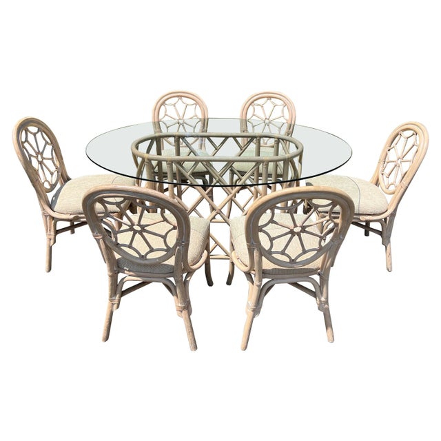 Mid Century Rattan Dining Set With Six Chairs For Sale - Image 13 of 13