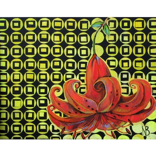 Artistic Lily Original Acrylic Painting by Natalia Bessonova Geometry Patterns 30x24 For Sale