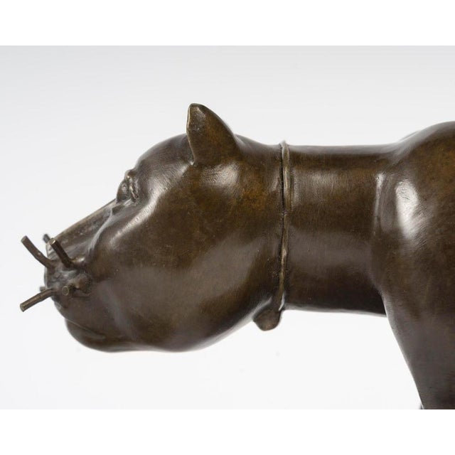 Sculpture of a Cat, Bronze on Marble Base, 20th Century. For Sale - Image 9 of 12