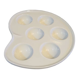 White Porcelain Escargot Baking Dish France For Sale