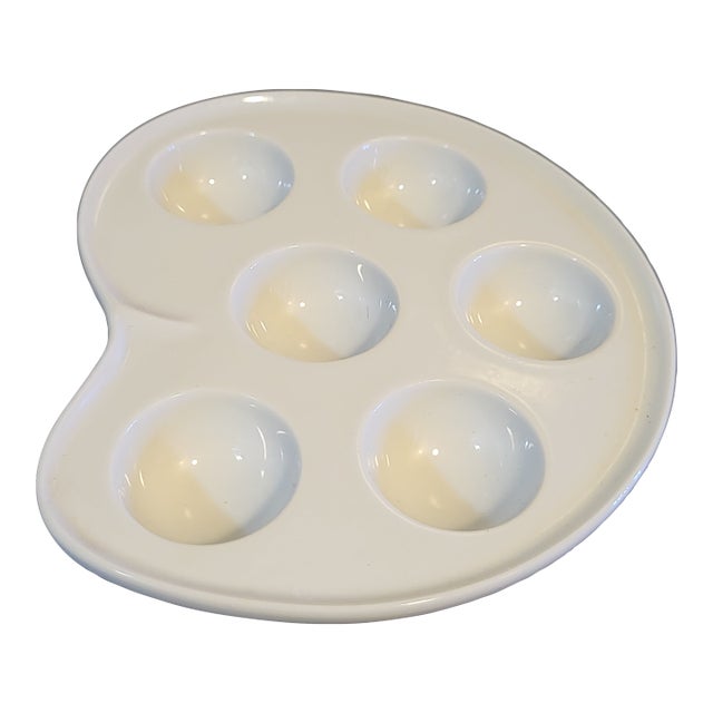White Porcelain Escargot Baking Dish France For Sale
