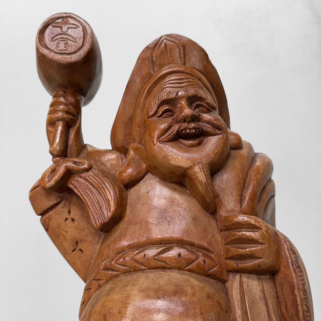 Wood Japanese Wooden Daikokuten Figure, 1960 For Sale - Image 7 of 12