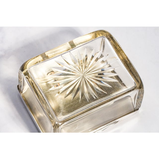 Lovely Antique German Art Deco Crystal Jewelry Box Julius Herz 800 Silver Dressing Table Box For Sale - Image 12 of 13