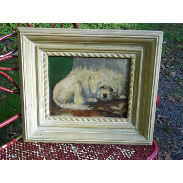 Vintage Painting Oil on Canvas Dog Portrait Framed O/C For Sale - Image 9 of 10