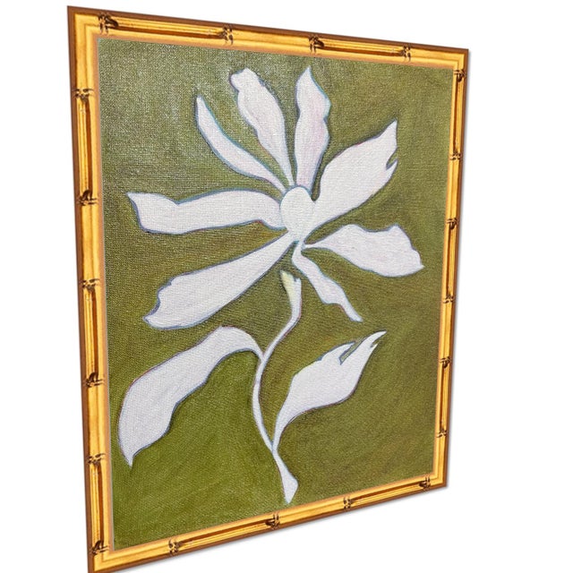 A beautifully composed pair of original paintings featuring two elegant white botanical flowers — a wildly expressive...