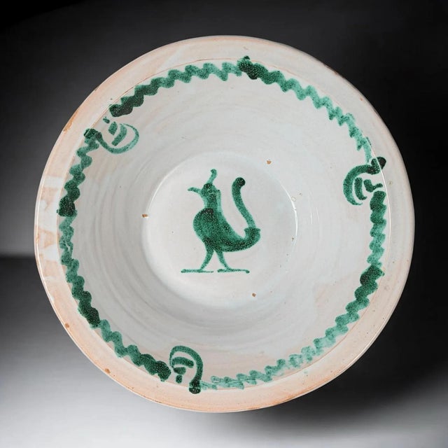 Ceramic Spanish Fajalauza Lebrillo Bowl with Hand Painted Bird, Granada For Sale - Image 7 of 7