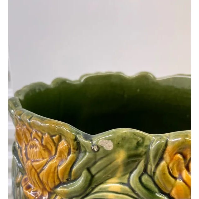 Antique Art Nouveau Majolica Umbrella Stand For Sale - Image 4 of 5