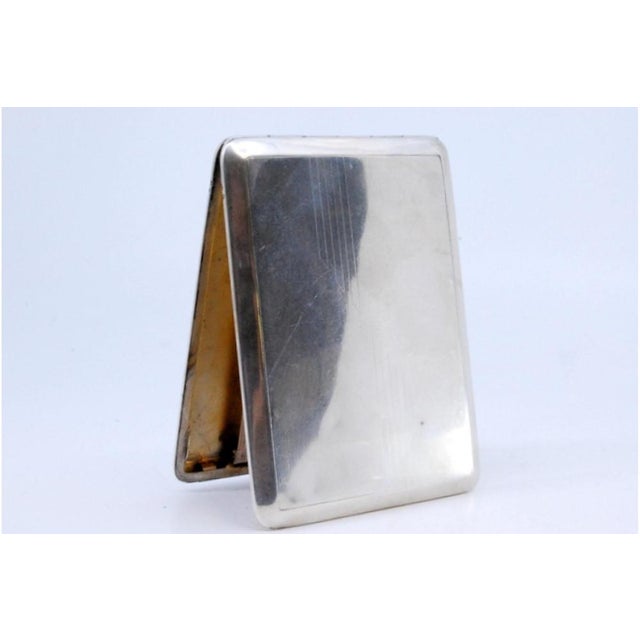 Silver Silver Cigarette Case with Asymmetrical Engravings For Sale - Image 8 of 9
