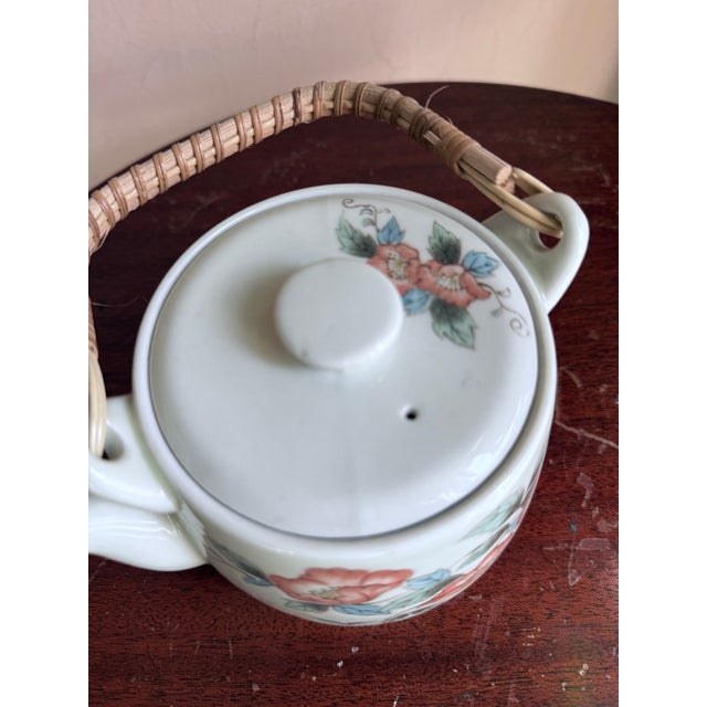 80s Japanese Floral Tea Pot and Cups For Sale - Image 12 of 16
