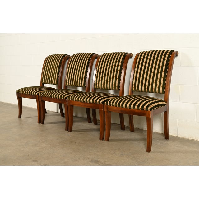 Neoclassical Henredon French Empire Carved Mahogany Dining Chairs, Set of Four For Sale - Image 3 of 14